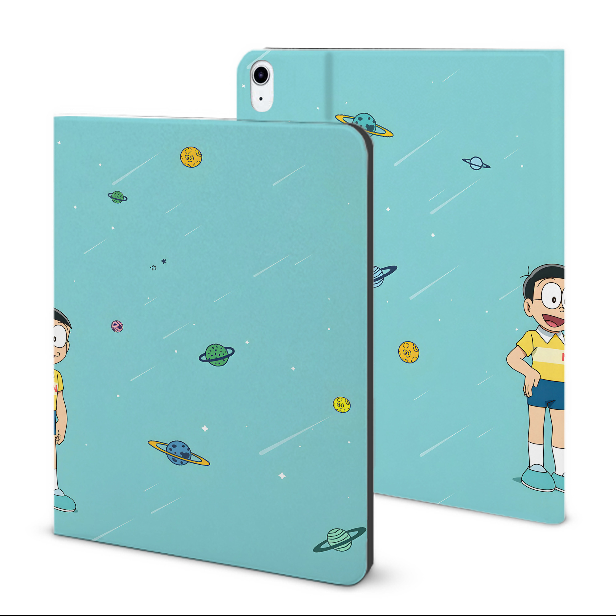 （画像用） ドラえもん Doraemon IPad ケース ブック型 PUレザー TPU 耐衝撃 軽量 薄型 ペン収納なし 全面保護 IPad 各モデル対応